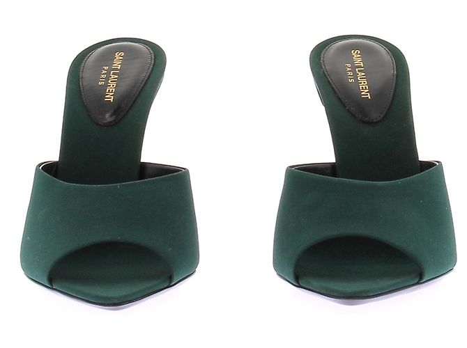 Saint Laurent Sandali con tacco in seta "Suite" Verde - vista 4