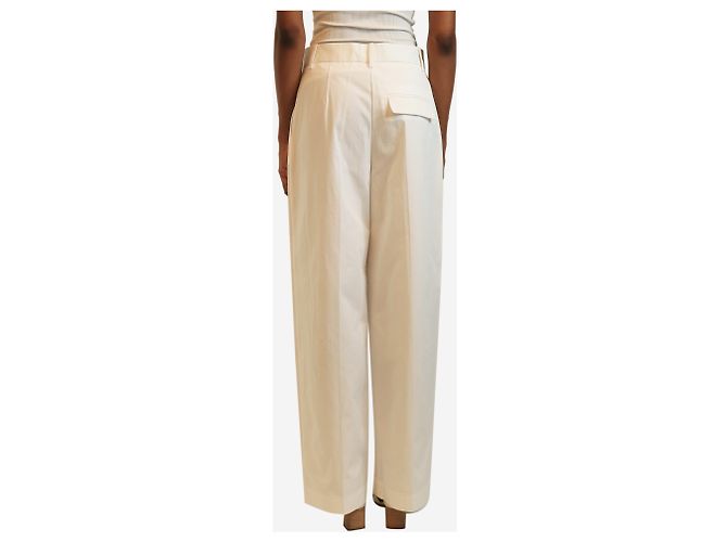 Autre Marque Pantalon plissé en coton blanc - taille UK 6 - vue 3