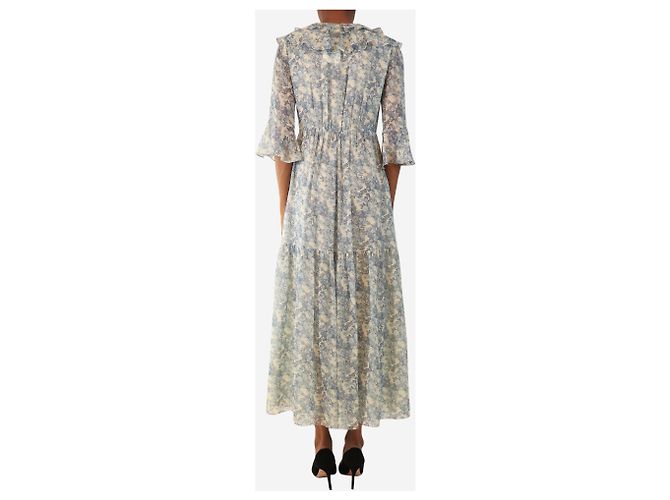 Céline Blaues Midi-Kleid mit Blumenmuster - Größe UK 6 - Ansicht 2