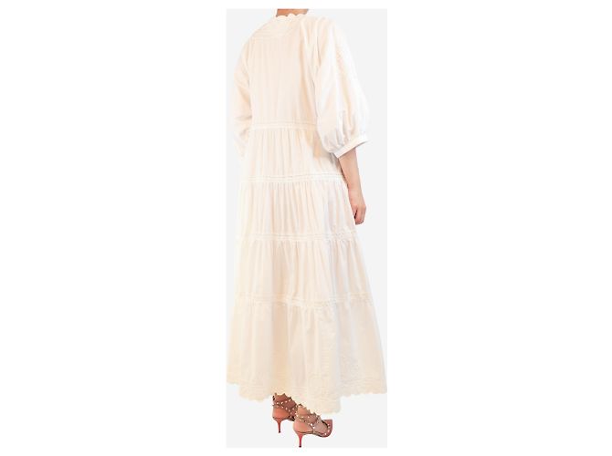 Juliet Dunn Weißes gestuftes besticktes Kleid - Größe 1 - Ansicht 2