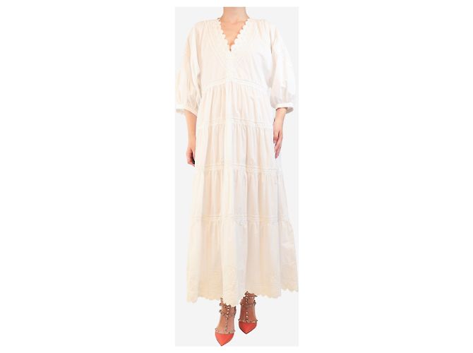 Juliet Dunn Weißes gestuftes besticktes Kleid - Größe 1 - Ansicht 3
