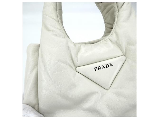 Prada Triangle Logo gesteppte Mini-Handtasche Weiß - Ansicht 7