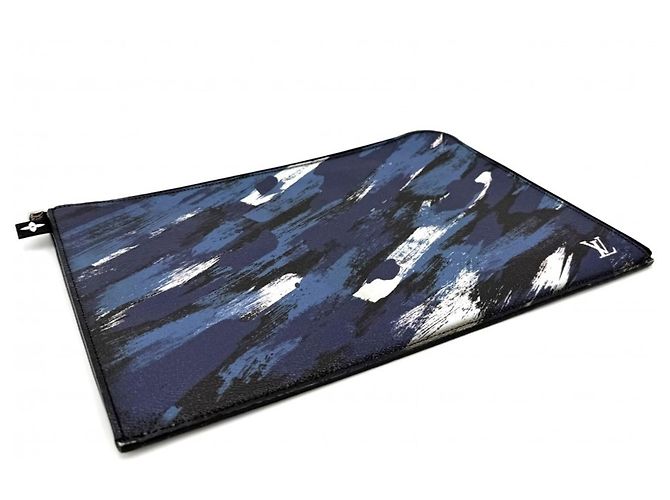 Pochette Jour GM Camouflage da uomo Louis Vuitton Nero Blu navy - vista 3