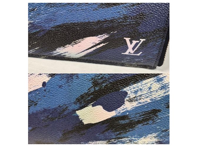 Pochette Jour GM Camouflage da uomo Louis Vuitton Nero Blu navy - vista 8