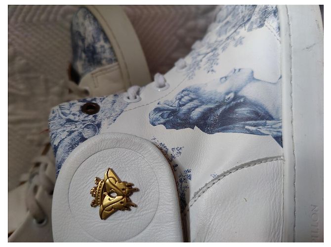 Autre Marque Baron Papillon Sneakers Alte in Pelle Bianca e Blu Bianco - vista 5