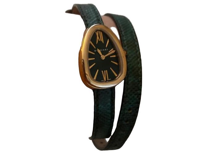 Reloj Bulgari Serpenti en Oro Rosa de 18K con correa de cuero verde - vista 4