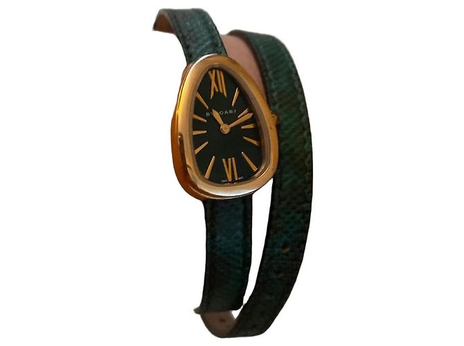 Reloj Bulgari Serpenti en Oro Rosa de 18K con correa de cuero verde - vista 3