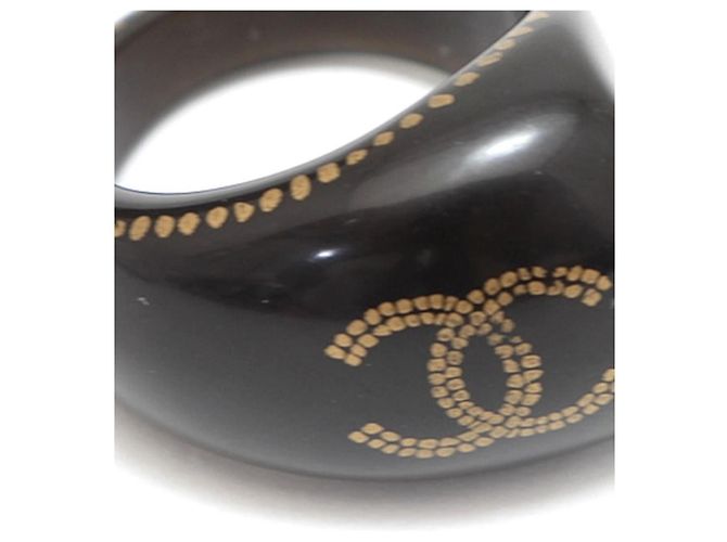 Anello Chanel CC Logo in resina nera Nero - vista 9
