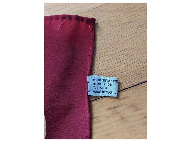 Foulard in seta Chanel bordeaux e oro D'oro Bordò - vista 6