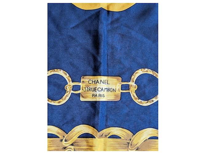Carré in seta Chanel Blu D'oro - vista 4