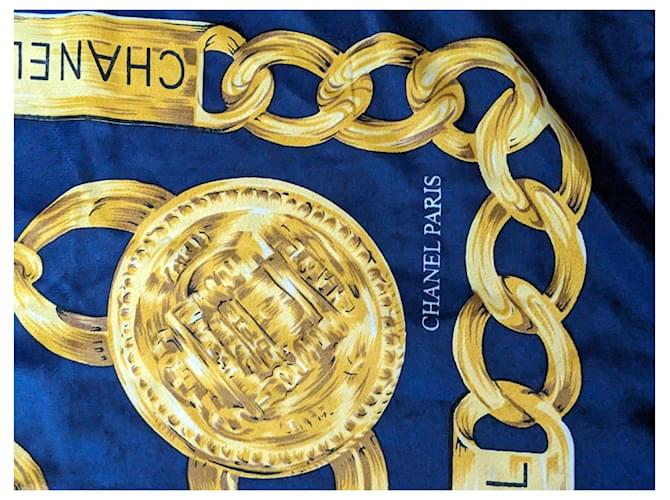 Carré in seta Chanel Blu D'oro - vista 5