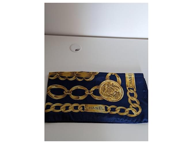 Carré in seta Chanel Blu D'oro - vista 7