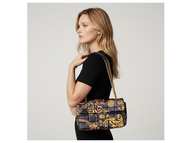 Borsa a tracolla Versace Jeans Couture con stampa Baroque Nero D'oro - vista 2