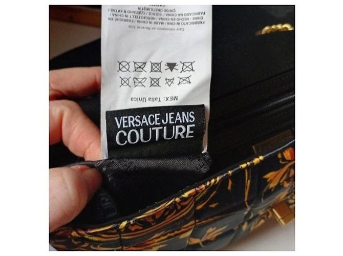 Borsa a tracolla Versace Jeans Couture con stampa Baroque Nero D'oro - vista 6