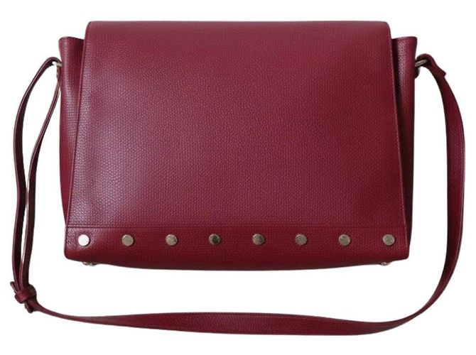 Bolsa de ombro em couro burgundy com tachas Lanvin Bordeaux - vista 3