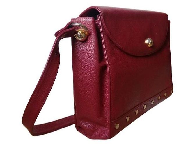 Bolsa de ombro em couro burgundy com tachas Lanvin Bordeaux - vista 5