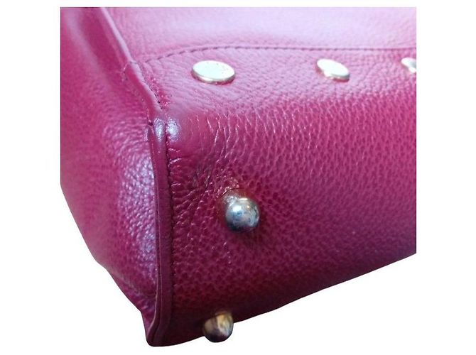 Bolsa de ombro em couro burgundy com tachas Lanvin Bordeaux - vista 6