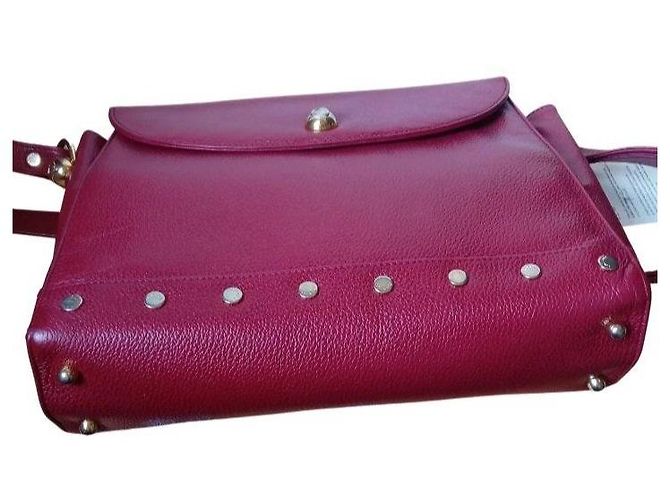 Bolsa de ombro em couro burgundy com tachas Lanvin Bordeaux - vista 9