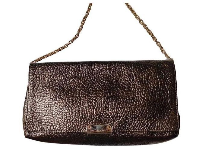 Borsa a tracolla in pelle metallizzata Burberry Bronzo - vista 5