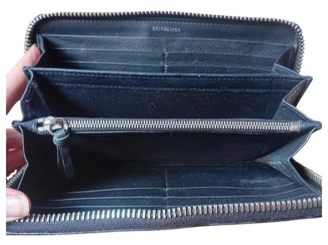 Balenciaga Black Leather Zip Around Wallet - view 2
