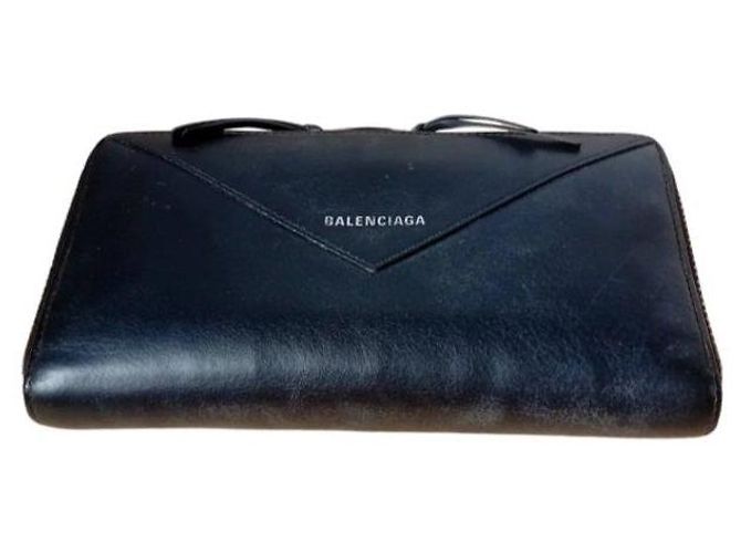 Balenciaga Black Leather Zip Around Wallet - view 4