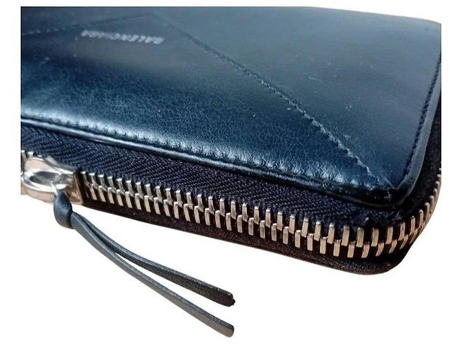 Balenciaga Black Leather Zip Around Wallet - view 7