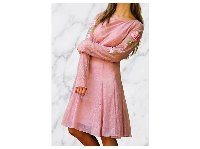 Blumarine Spitzenkleid! Neu! 96% Seide!! Größe 46-44IT Pink - Ansicht 3
