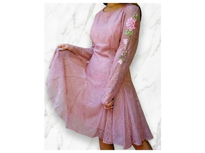 Blumarine Spitzenkleid! Neu! 96% Seide!! Größe 48-46IT Pink - Ansicht 3