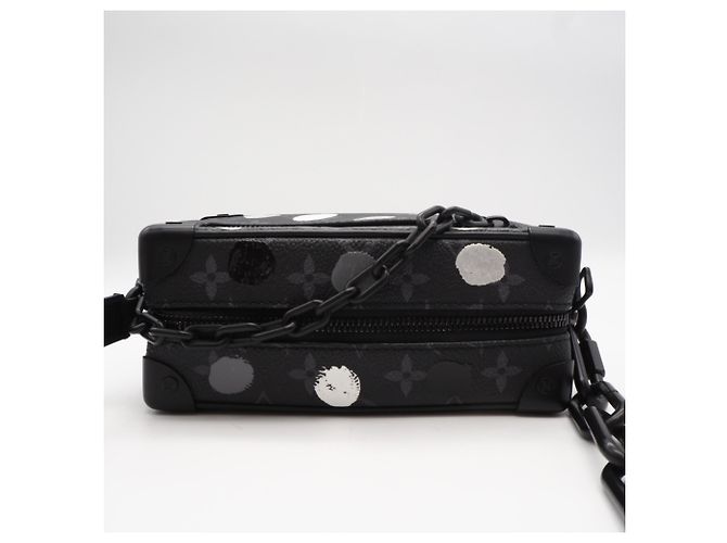 Louis Vuitton Monogram Eclipse Mini Soft Trunk Schultertasche Schwarz Weiß - Ansicht 7
