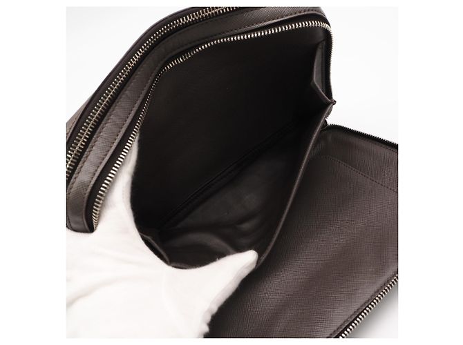 Clutch in pelle Saffiano Prada Grigio - vista 15