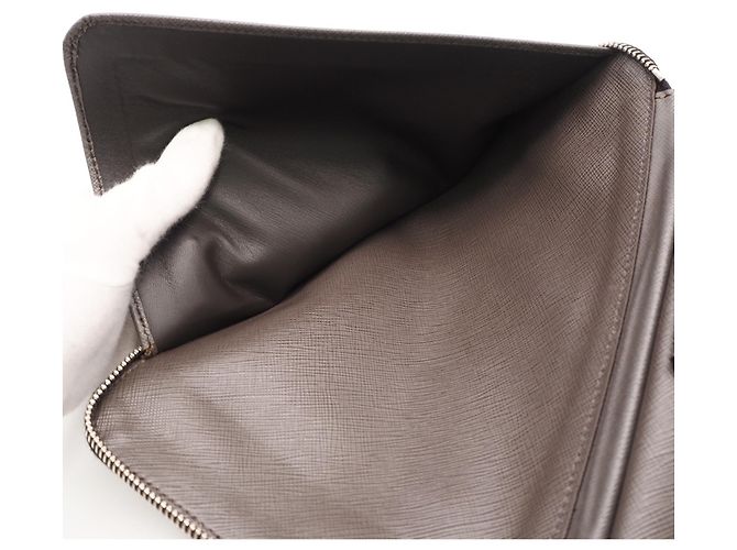 Clutch in pelle Saffiano Prada Grigio - vista 16