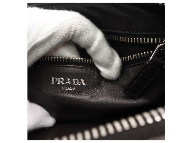 Clutch in pelle Saffiano Prada Grigio - vista 17