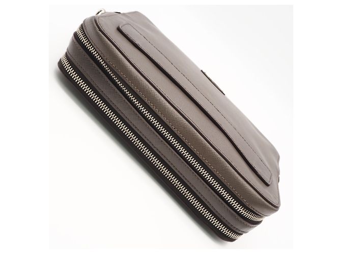 Clutch in pelle Saffiano Prada Grigio - vista 8