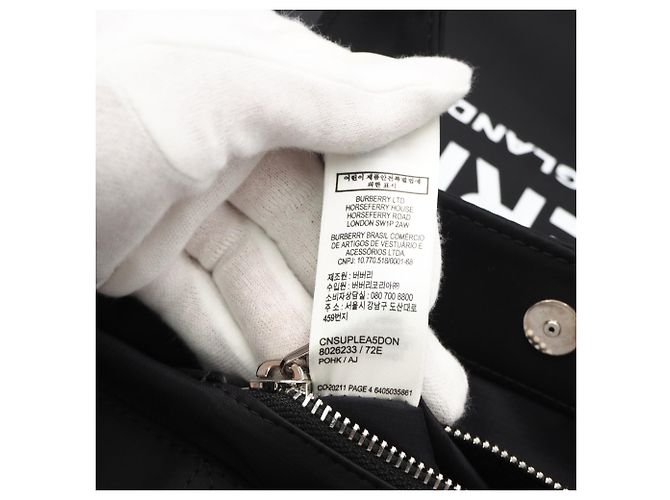 Borsa Tote Burberry Nylon Artier Nero Bianco - vista 14