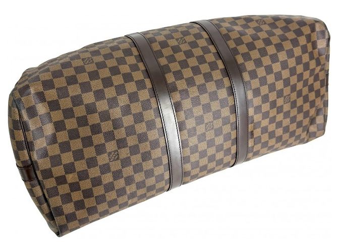 Louis Vuitton Keepall Bandoulière 55 Borsa Boston Marrone - vista 3