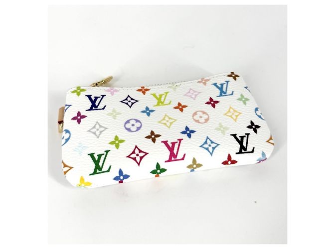 Portachiavi Monogram Louis Vuitton Bianco Multicolore D'oro - vista 3