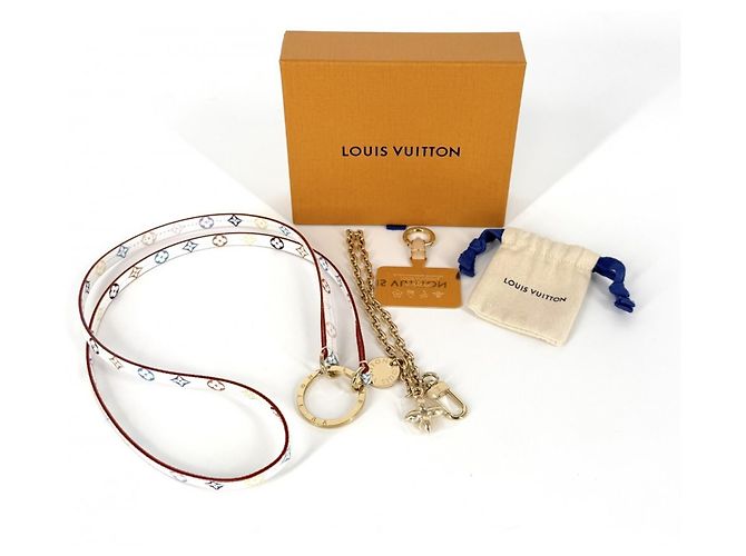 Portachiavi Monogram Louis Vuitton Bianco Multicolore D'oro - vista 6