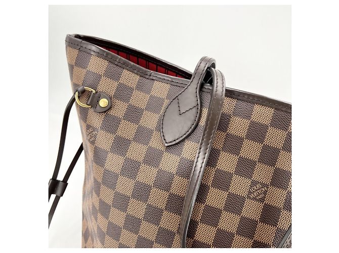 Borsa Tote Louis Vuitton Neverfull MM Marrone Damier ebene - vista 9