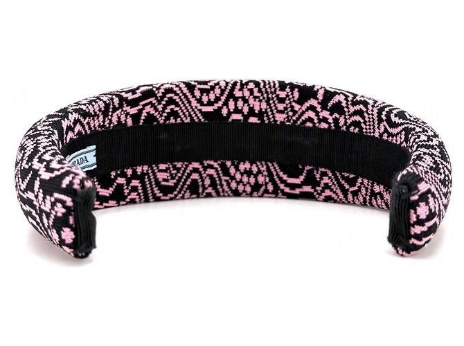 Cerchietto Alice in tela Prada Nero Rosa - vista 2