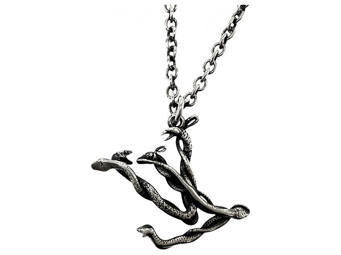 Collana vintage Louis Vuitton in argento con pendente a forma di serpente - vista 2