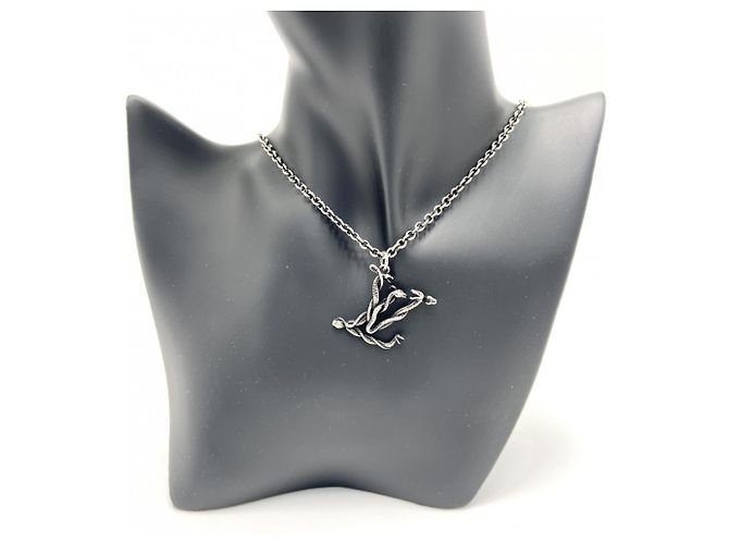 Collana vintage Louis Vuitton in argento con pendente a forma di serpente - vista 3