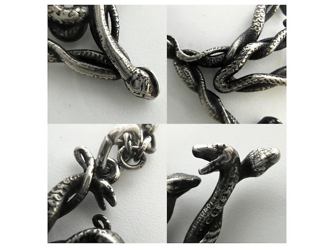 Collana vintage Louis Vuitton in argento con pendente a forma di serpente - vista 6