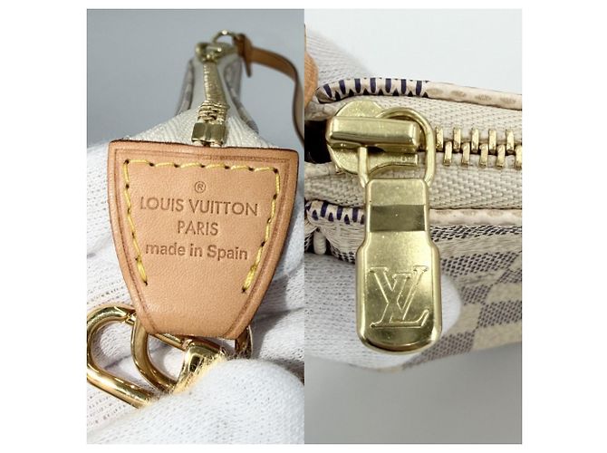 Borsa a mano Louis Vuitton Damier Azur Pochette Bianco - vista 5