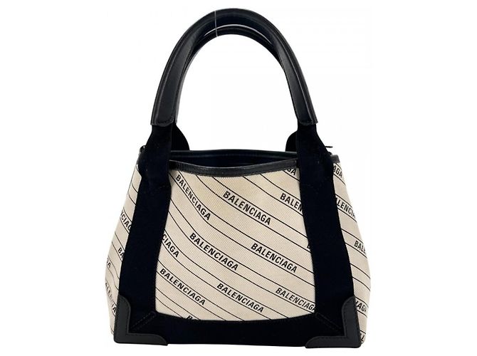 Borsa a tracolla Cabas blu navy da donna Balenciaga Nero Bianco - vista 2