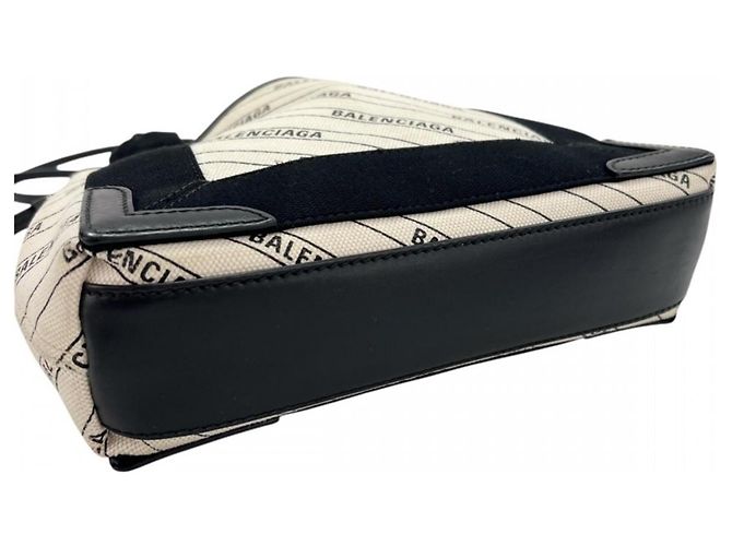 Borsa a tracolla Cabas blu navy da donna Balenciaga Nero Bianco - vista 3