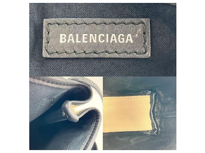 Borsa a tracolla Cabas blu navy da donna Balenciaga Nero Bianco - vista 5