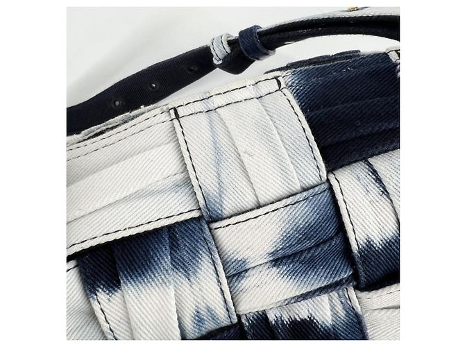 Borsa a tracolla Bottega Veneta Women's Maxi Intrecciato Small Brick Cassette Bianco Blu navy - vista 8