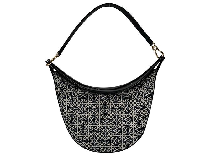 Borsa Loewe Luna Anagram Nero Blu navy - vista 2