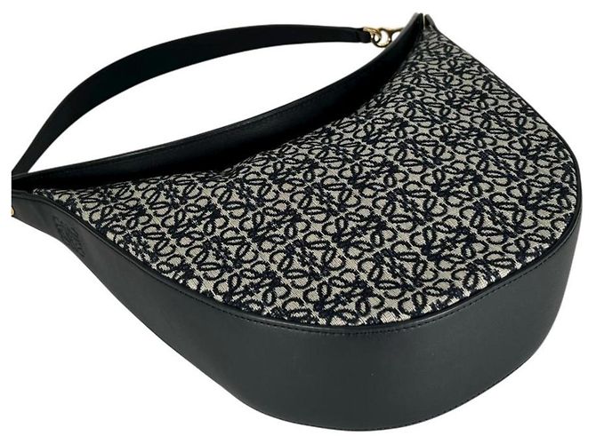 Borsa Loewe Luna Anagram Nero Blu navy - vista 3