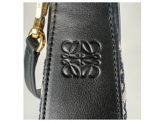 Borsa Loewe Luna Anagram Nero Blu navy - vista 5